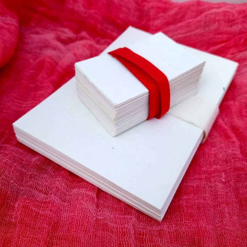Premium A5 300 GSM Deckle Edge Card Stock - Handmade Ivory White Paper for Invitations, DIY Cards & Crafting - 5.8