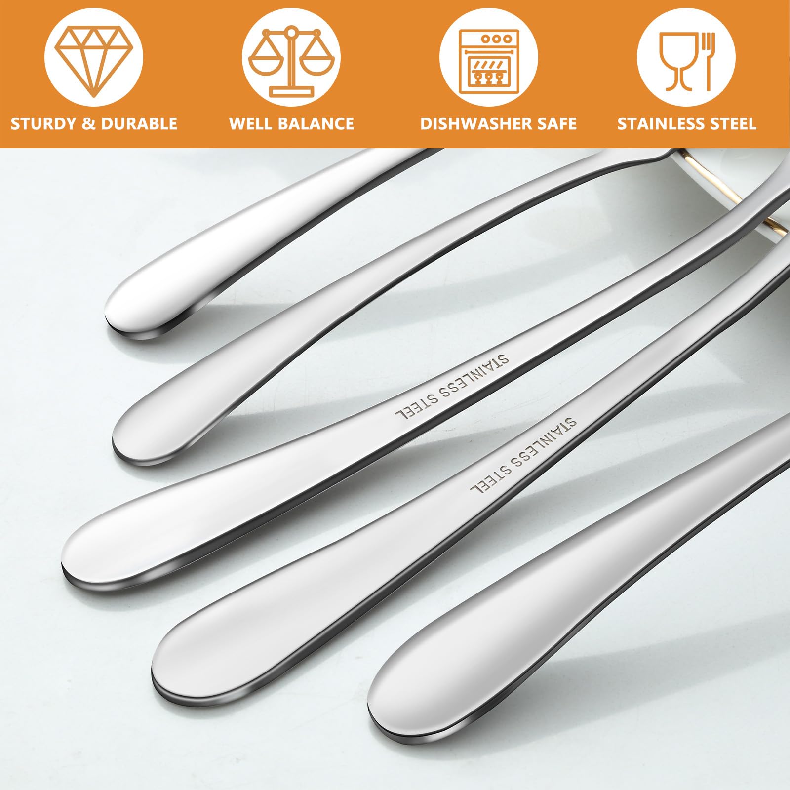 BEWOS 16-Piece Stainless Steel Serving Utensil Set - 9.1