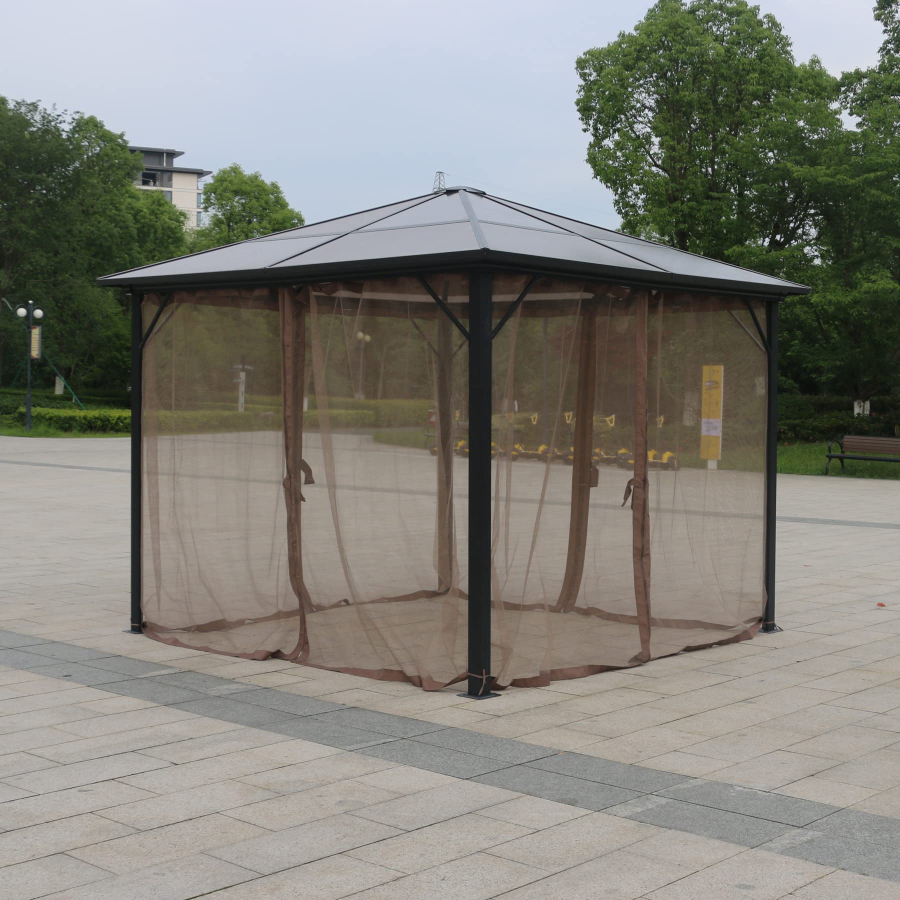 Replacement Gazebo Mosquito Net 10x10ft - Brown for Patio & Backyard