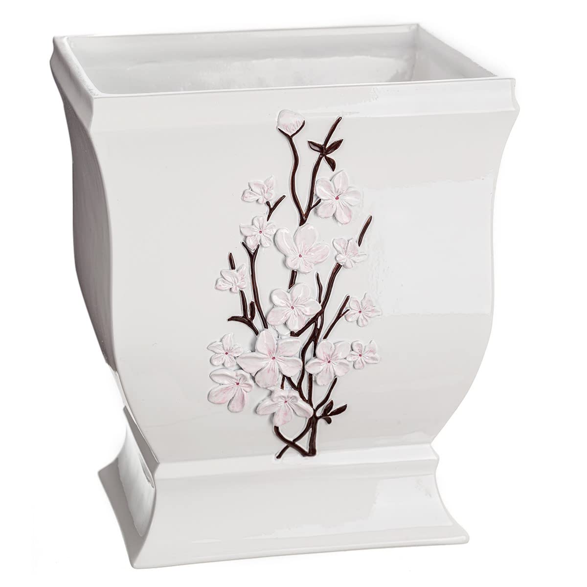 Creative Scents Vanda White Decorative Trash Can - Elegant Waste Basket for Bathroom, Bedroom & Living Room - Durable Small Garbage Bin for Home Decor | Perfect for Powder Rooms, Offices & Guest Rooms
