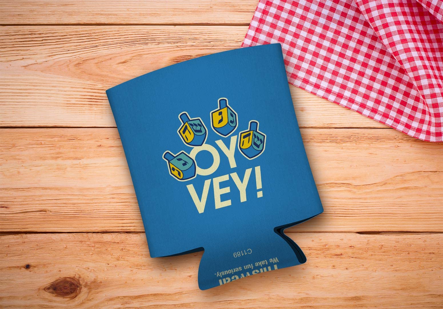 Hanukkah Decorations - 48-Pack Blue Dreidel Drink Can Coolers for Beer & Soda | Oy Vey Hanukkah Party Supplies for Holiday Celebrations & Festive Gatherings