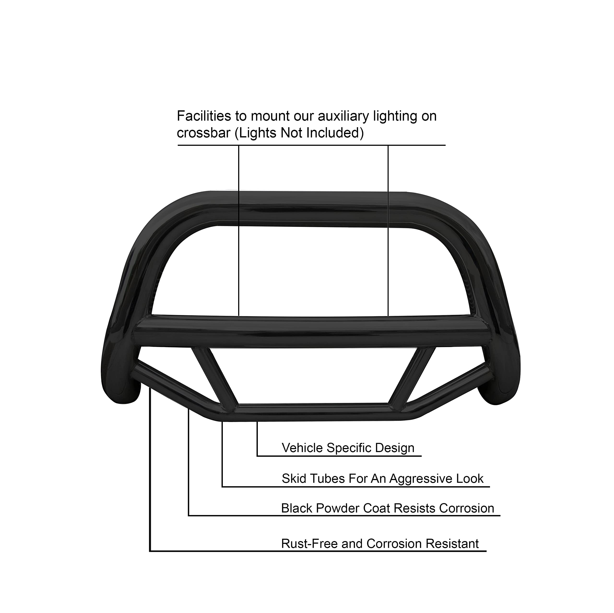 Black Horse Max Bull Bar No Skid Plate - Compatible with 98-04 Chevy Blazer, S10, GMC S15, Sonoma, Isuzu Hombre, Oldsmobile Bravada | Heavy Duty Off-Road Protection | Perfect for Truck & SUV Adventure, Off-Roading, Camping & Outdoor Activities