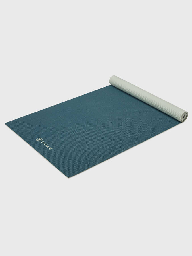 Gaiam Deep Reversible 2-Color Non-Slip Yoga Mat 4mm Thick - Jade/Icicle for Home, Studio & Travel Fitness