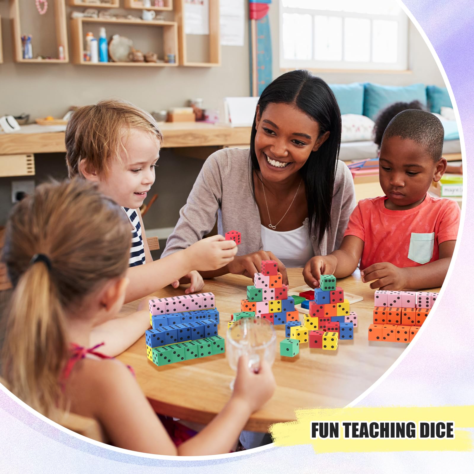 300-Piece Colorful Foam Dice Set - 0.78 Inch Small Foam Cubes with Number Dots for Math Games, Classroom Activities, Educational Toys & Party Supplies | Perfect for Counting Practice, DIY Crafts, Kids Learning & Board Game Accessories