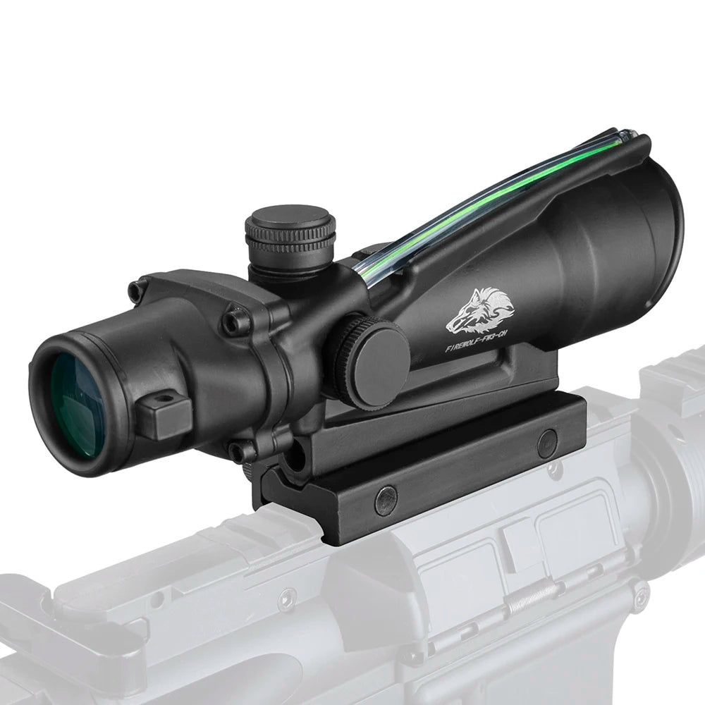 Fire Wolf 5x35 Tactical Rifle Scope with Green/Red Dot Reticle - Fiber Optic Sight for Hunting & Spotting | Perfect for Rifle Hunting, Tactical Shooting & Outdoor Adventures