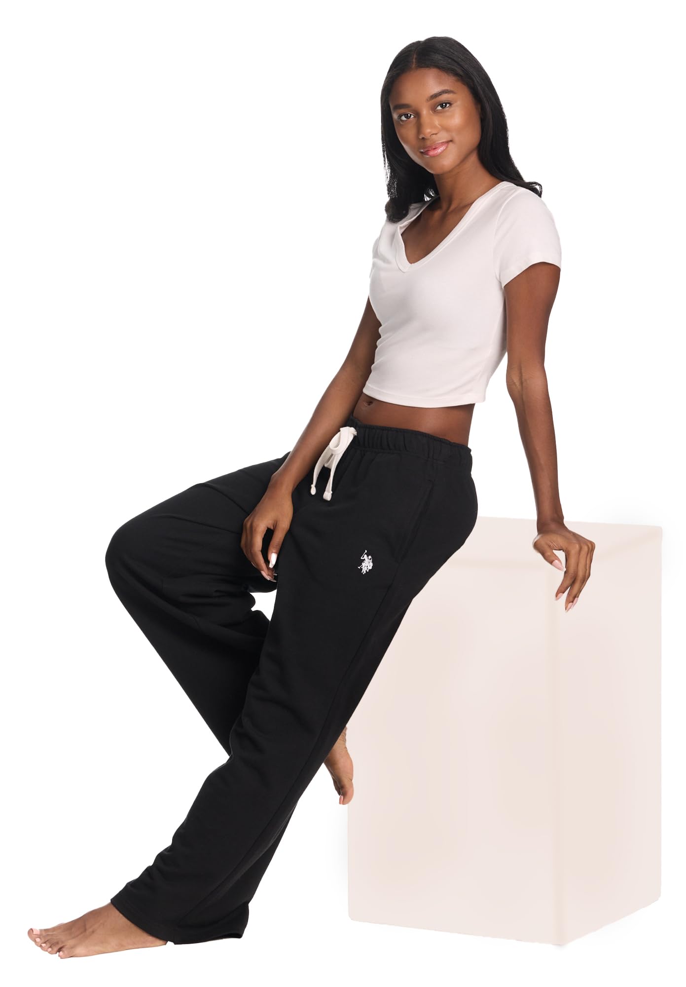 U.S. Polo Assn. Women's Sweatpants with Pockets - French Terry Joggers & Wide Leg Lounge Pants for Women | Perfect for Yoga, Running & Casual Wear