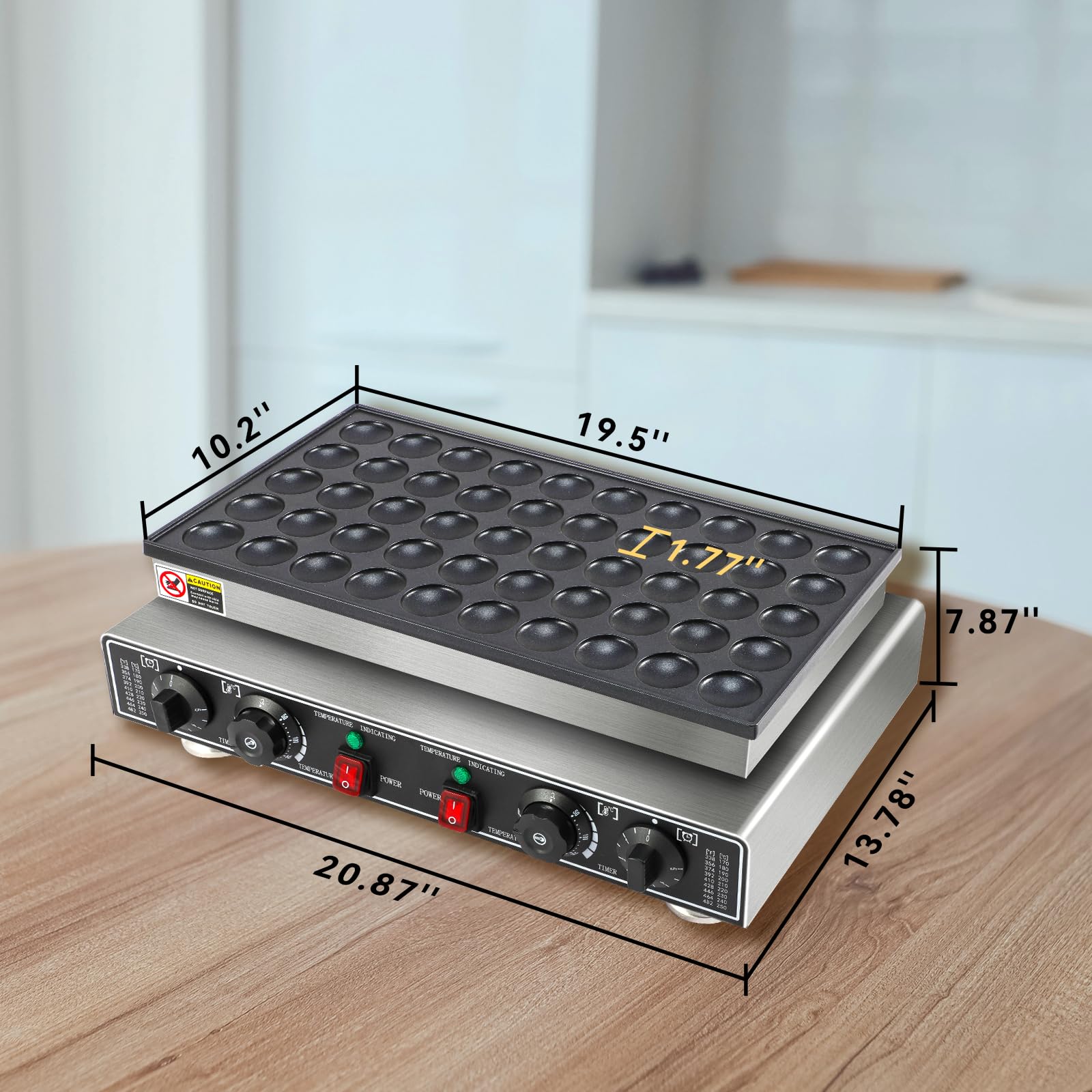 50 PCS Mini Pancake Maker Machine - 110V Electric Dutch Pancake Maker, 1800W Commercial Nonstick Waffle Iron for Home & Restaurant Use - Perfect for Breakfast, Brunch, and Catering Events