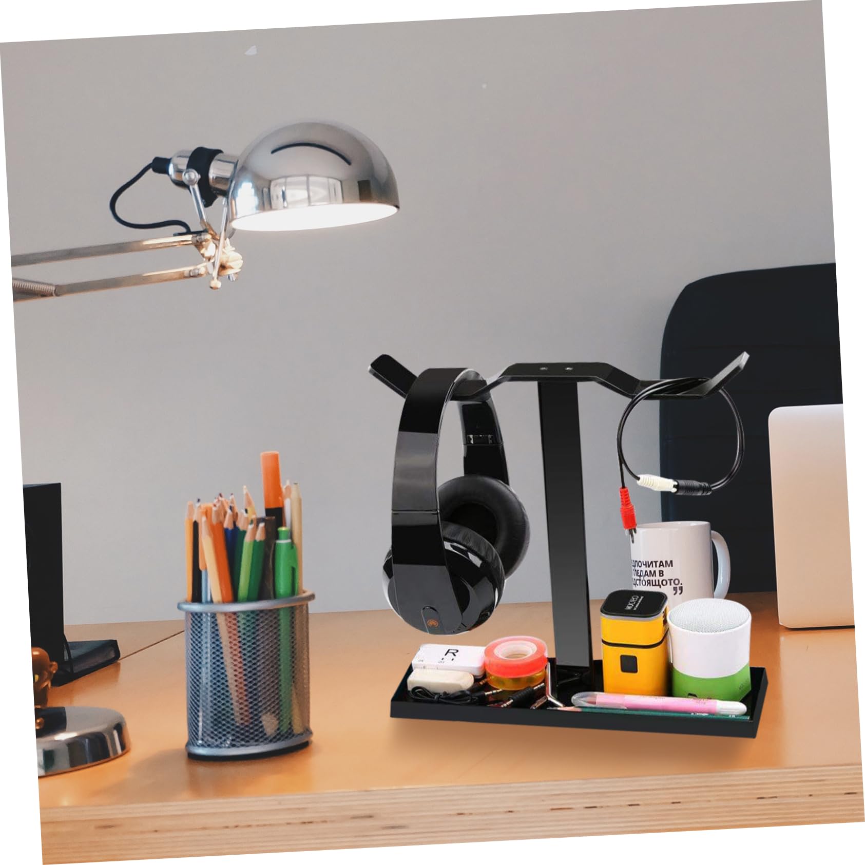 DOITOOL 2 Pack Acrylic Headphone Stand Hanger - Desk Mount Hook for Kids & Adult Headphones - Perfect for Gaming Setup, Office, and Home Organization