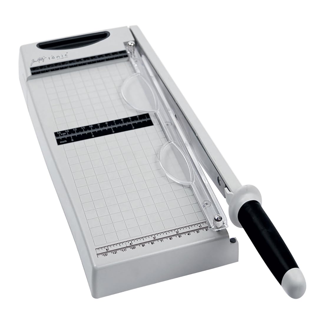 Tim Holtz Maxi Guillotine Paper Trimmer - 12.25 Inch Heavy Duty Paper Cutter for Scrapbooking, Vinyl, Cardstock & Craft Projects - Extendable Ruler with Grid Lines - Perfect for DIY Cards, Scrapbook Pages & Home Office Use