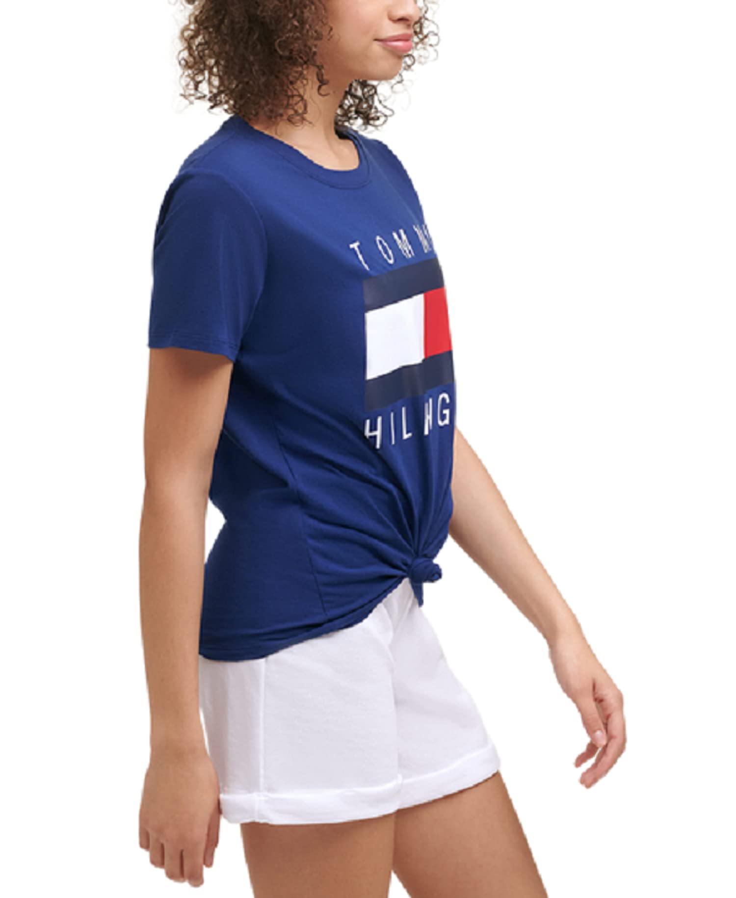 Tommy Hilfiger Women's Performance Cotton T-Shirt - Lightweight Graphic Tee for Casual Wear, Workout & Everyday Outfits