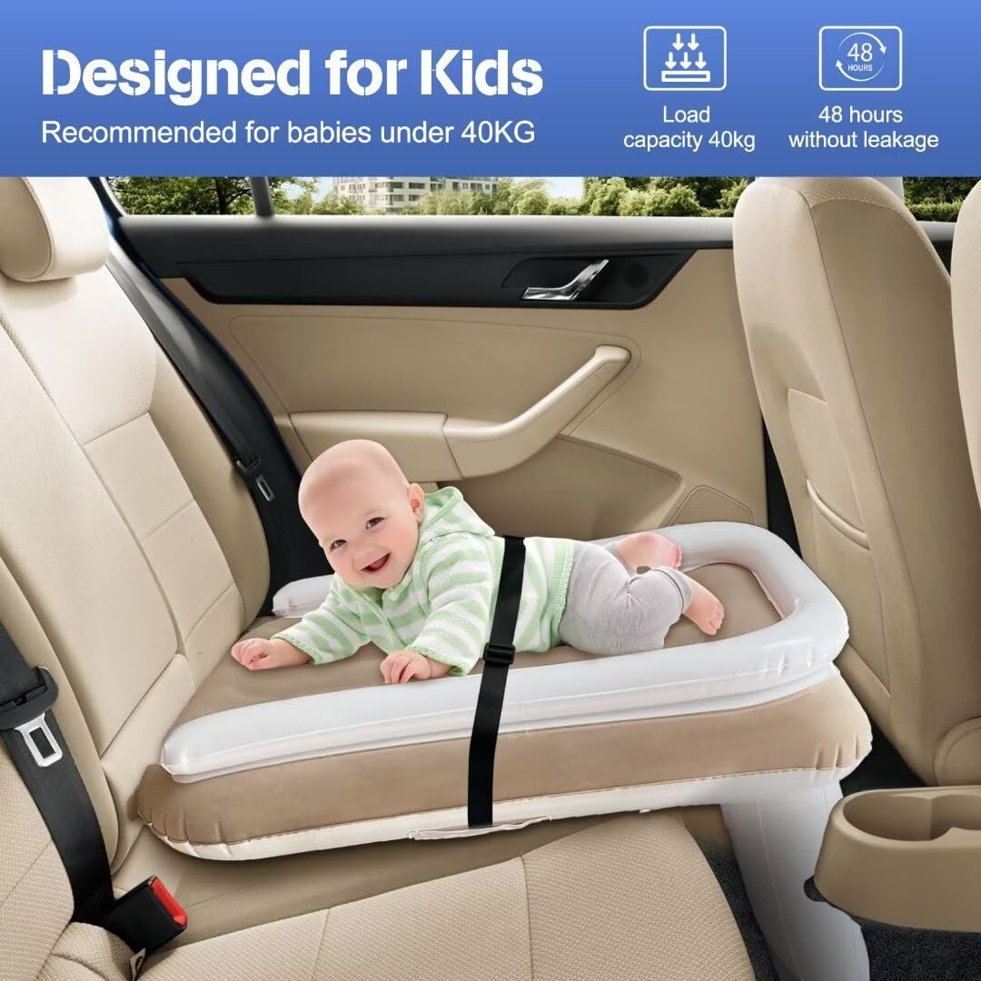Toddler Travel Bed for Airplane & Car - Portable Airplane Seat Extender with Safety Belt | Perfect for Long Flights, Road Trips & Train Rides