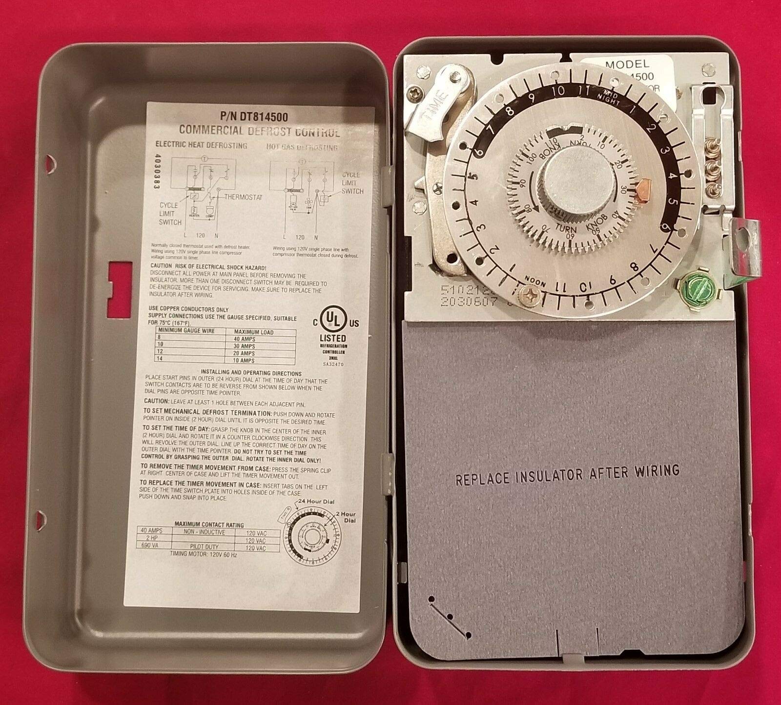 DT814500 Refrigeration Defrost Timer 120V - Replacement for Paragon 8145-00 - Compatible with Commercial Freezers, Walk-In Coolers & Ice Machines - Durable HVAC Component for Restaurant & Grocery Store Maintenance