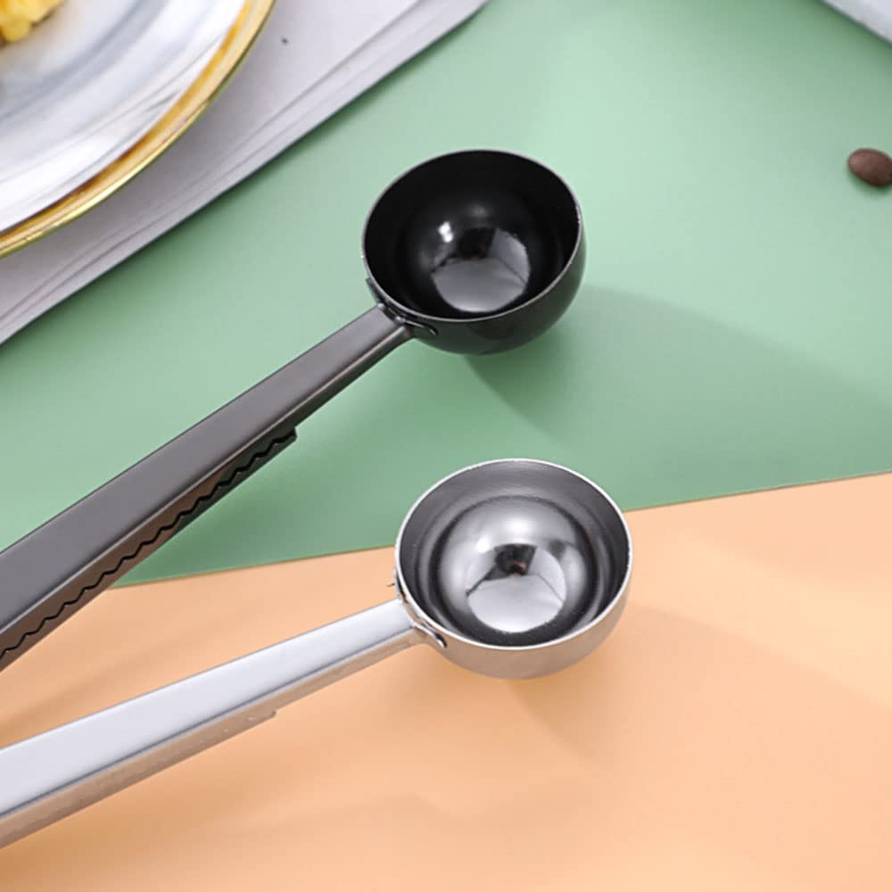 Stainless Steel Coffee Scoop Clip - Long Handle Tablespoon Measuring Spoon for Tea, Coffee, Protein Powder | Multi-Functional Kitchen Tool for Sealing Bags & Measuring Instant Drinks | Perfect for Home Barista, Camping & Baking Needs