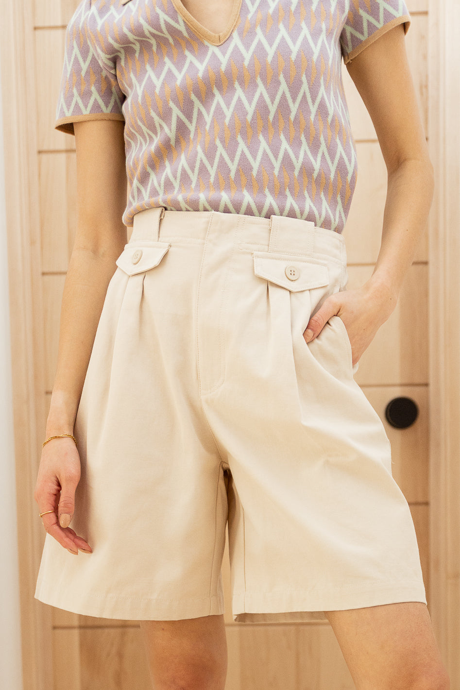 Amelia Bermuda Khaki Shorts for Women - Comfortable Casual Summer Wear for Beach, Travel & Outdoor Activities
