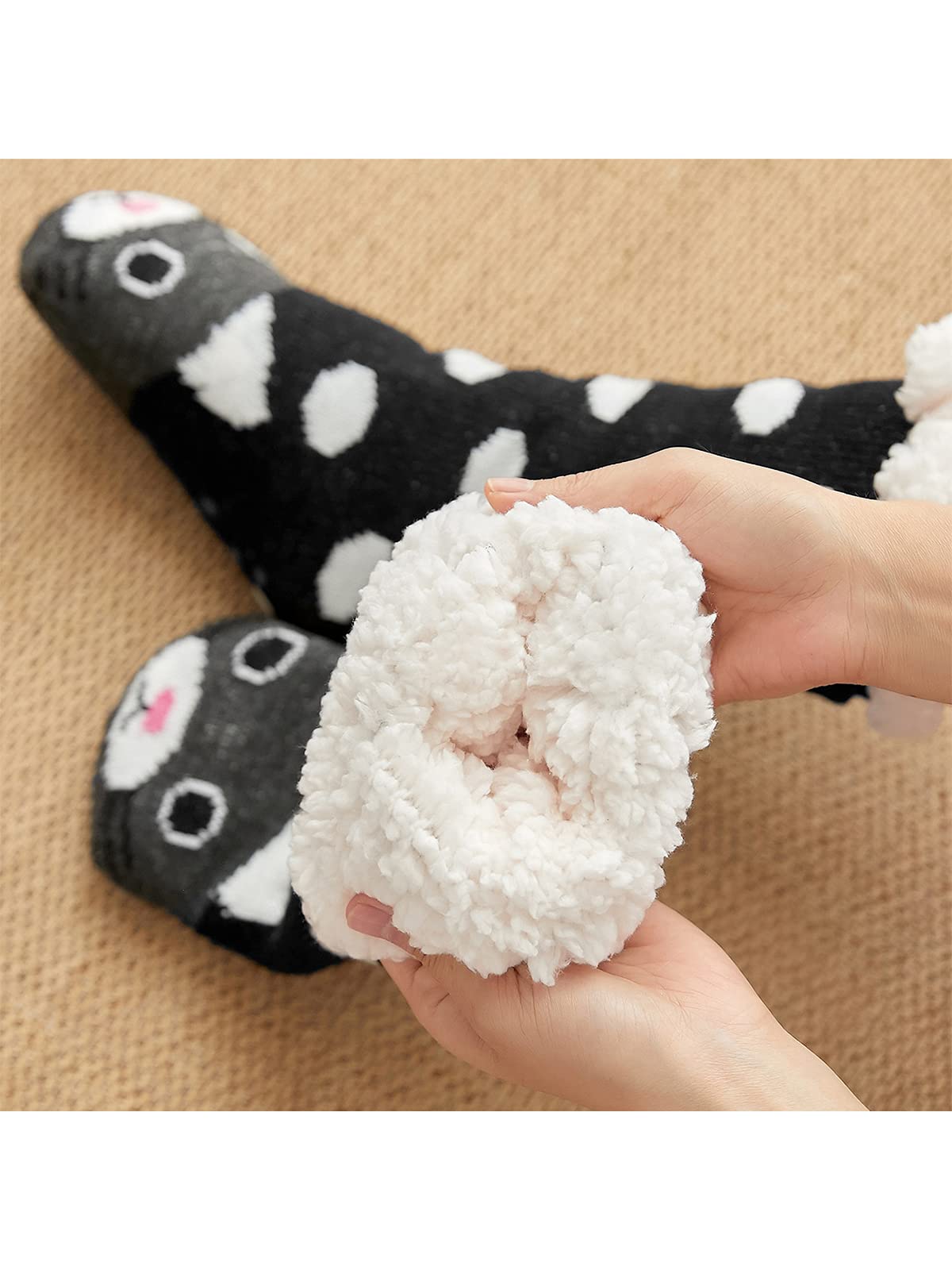 Century Star Non-Slip Grip Slipper Socks for Women - Warm Fuzzy Fluffy House Socks - Perfect for Winter, Christmas Gifts & Cozy Home Wear