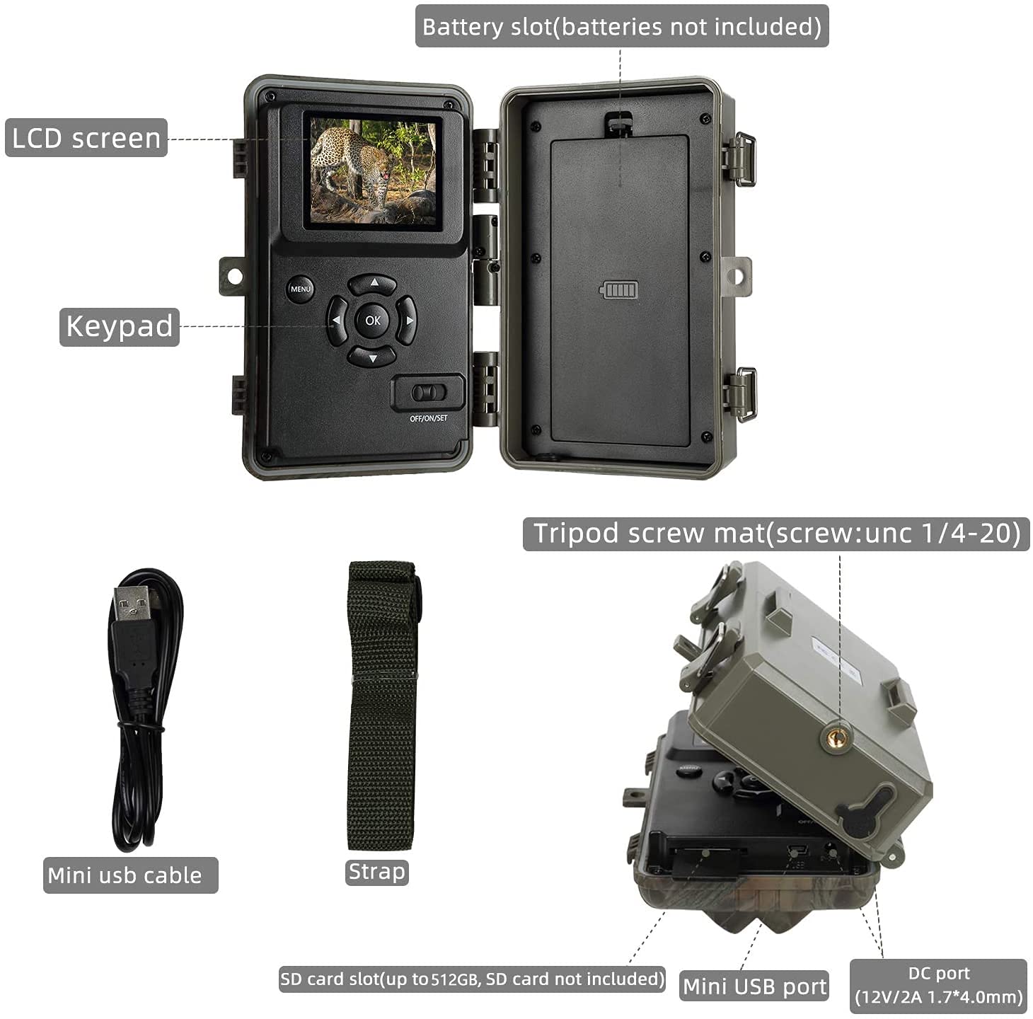 BLAZEVIDEO 4-Pack 32MP 1296P No Glow Trail Camera with Night Vision, 2.4