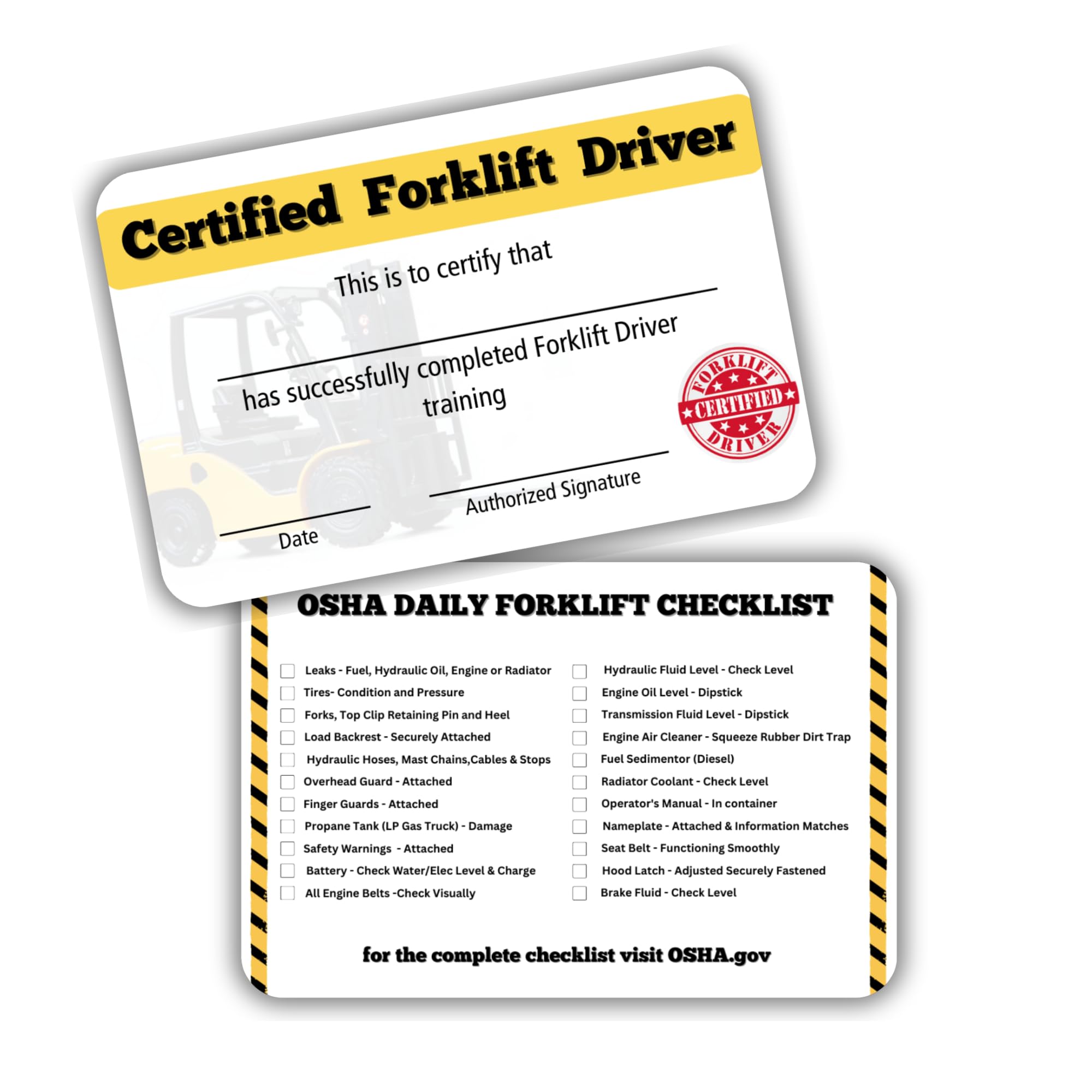 Certified Forklift Operator Wallet Cards - 5 Pack Bulk Lanyard ID Cards for Aerial Lift Operators | OSHA Compliant Safety Checklist Accessories 3.5