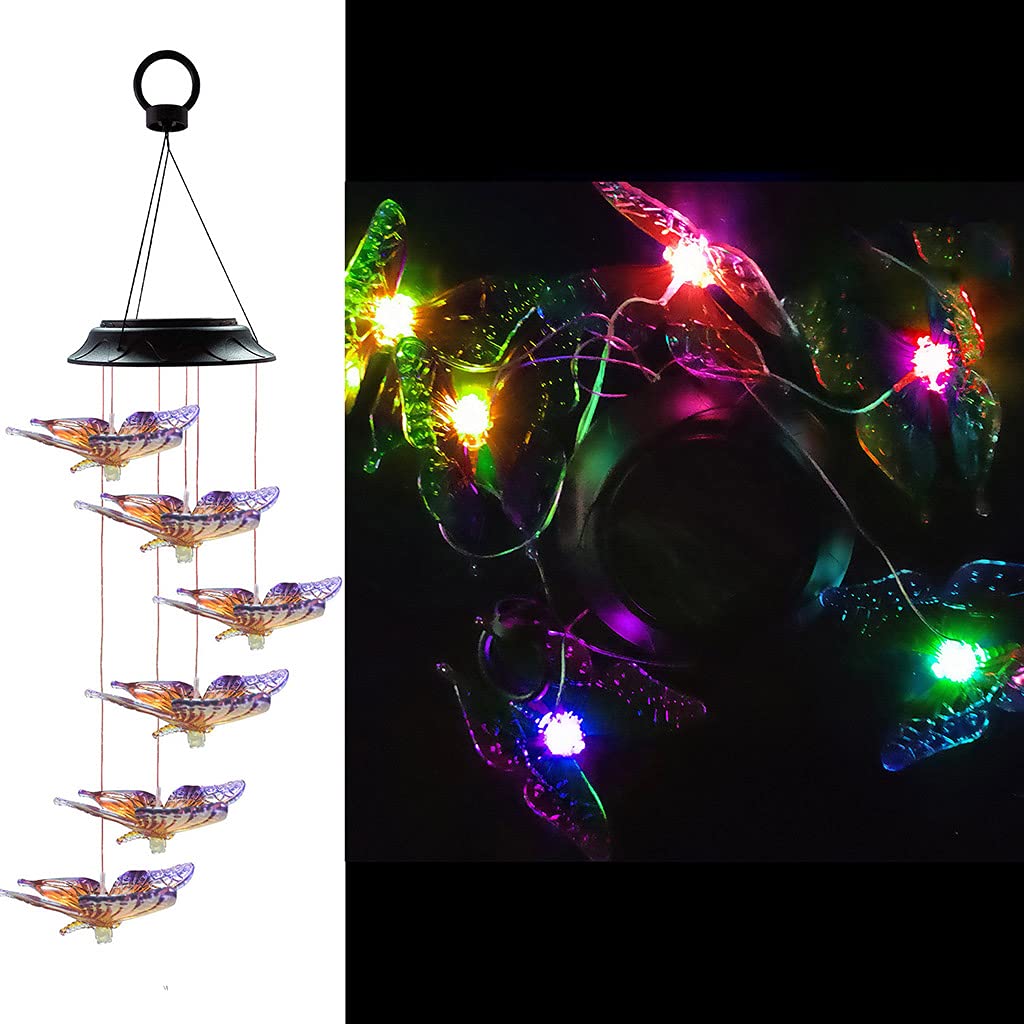 Solar-Powered Wind Chimes for Outdoor Decor - Elegant Garden Chimes with Luminous Glow, Perfect for Patio, Yard & Home Decoration | Unique Gift Idea for Nature Lovers