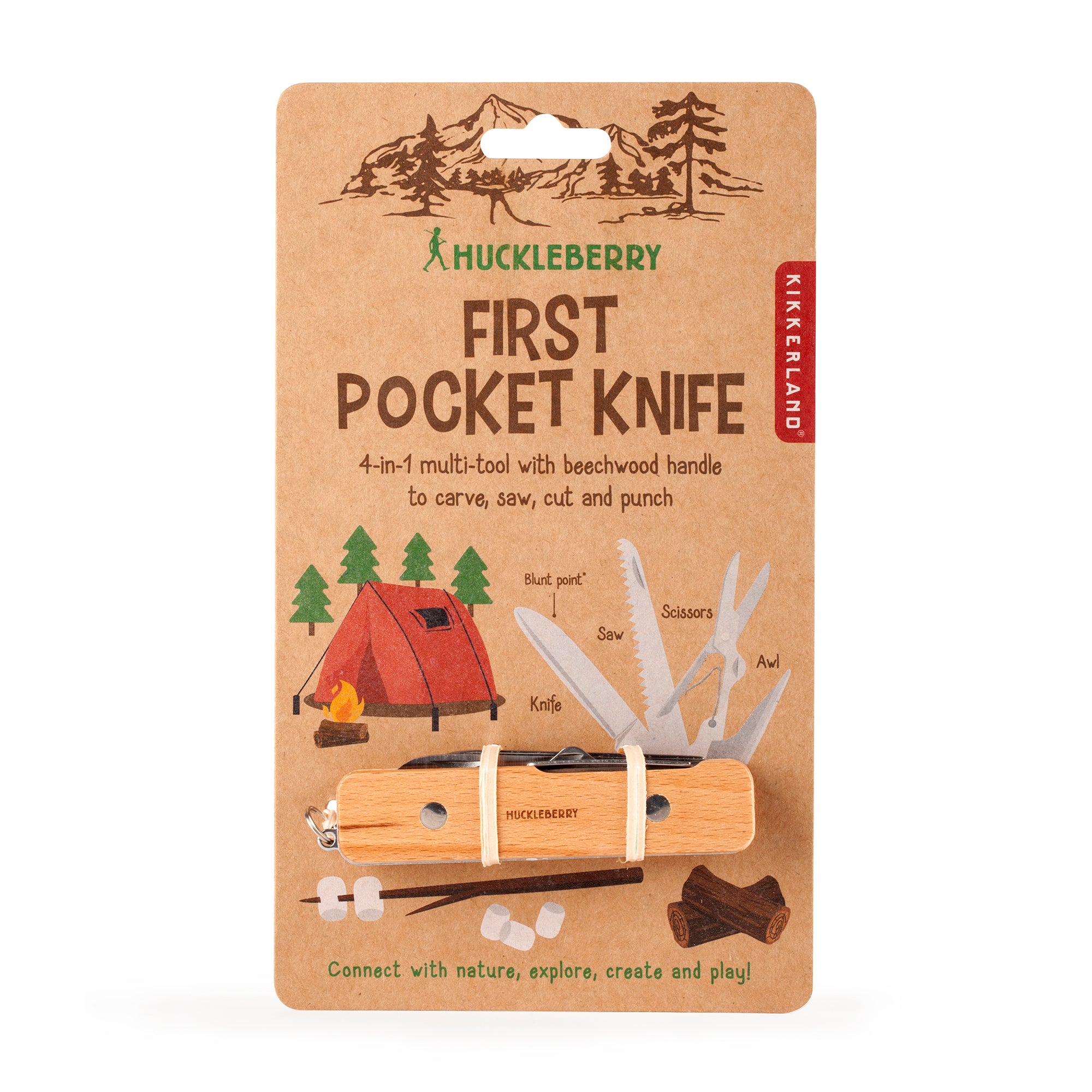Huckleberry First Pocket Knife - Compact & Durable Folding Knife for Camping, Hiking & Everyday Carry (EDC) - Perfect Gift for Kids & Beginners