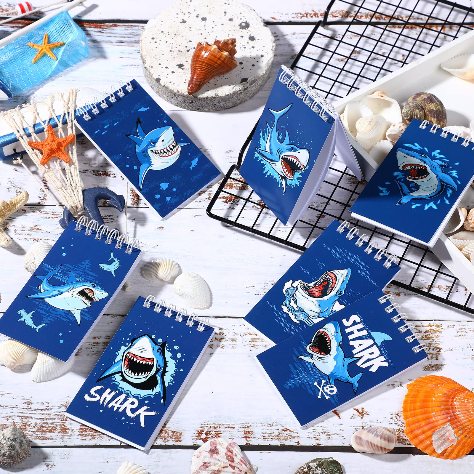 24 Pack Mini Shark Notebooks - Spiral Memo Pads, Tiny Under The Sea Animal Themed Pocket Notepads for Kids, Classroom Supplies, School Rewards & Birthday Party Gifts (Perfect for School Projects, Party Favors & Daily Note Taking)