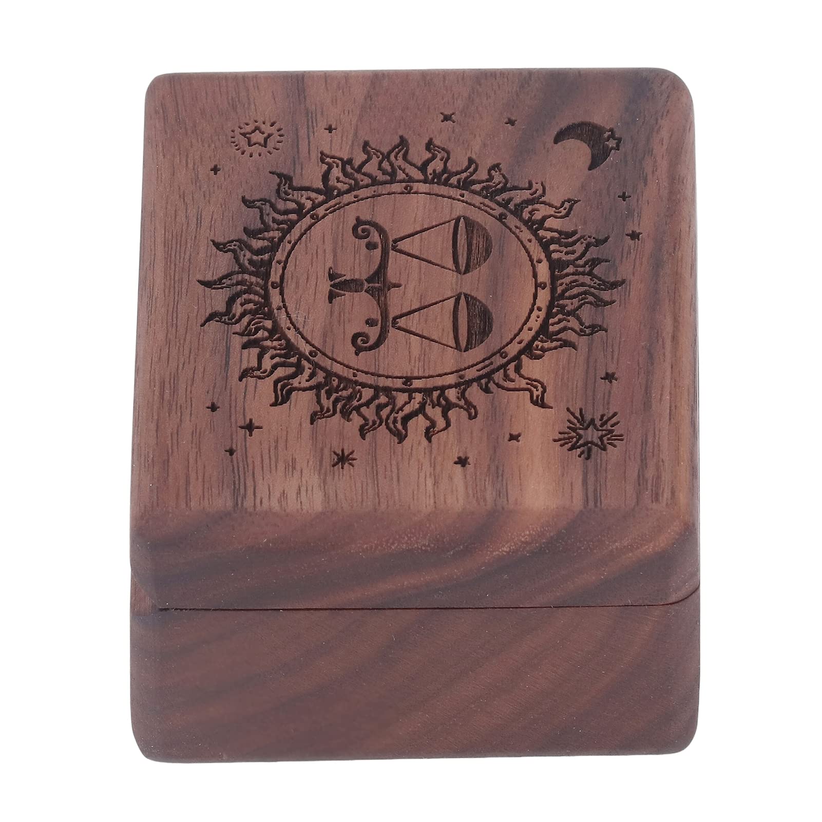 Vintage Walnut Wood Libra Music Box - Small Handcrafted Musical Jewelry Box for Gifts, Home Decor & Music Lovers - Perfect for Birthdays, Anniversaries & Zodiac Collectors