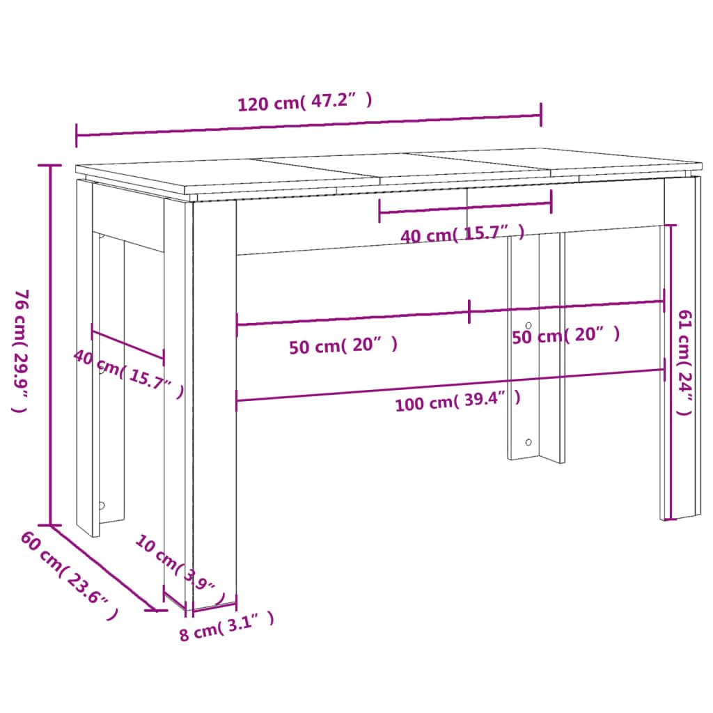 Gray VidaXL Dining Table - Modern Rectangular Engineered Wood Kitchen or Dining Room Table - Elegant Durable Furniture with Easy Assembly & Cleaning - Perfect for Family Gatherings, Dinner Parties & Small Space Homes