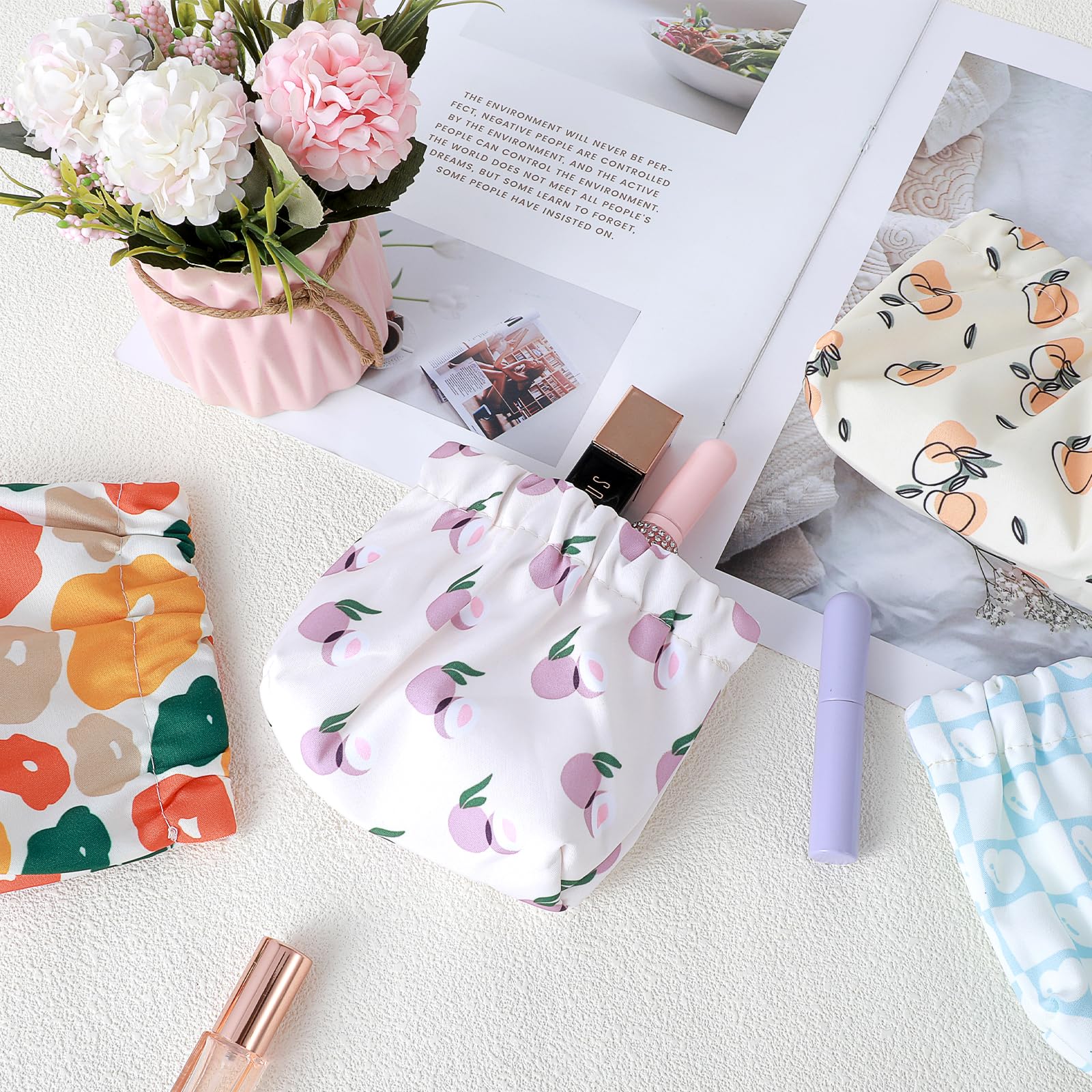 **Cute Mini Makeup Bag Set of 4 - Small Cosmetic Pouch for Lipstick, Brushes & Travel Essentials | Portable Toiletry Organizer for Women, Pencils & Cards | Perfect for Travel, Gym & Daily Use**