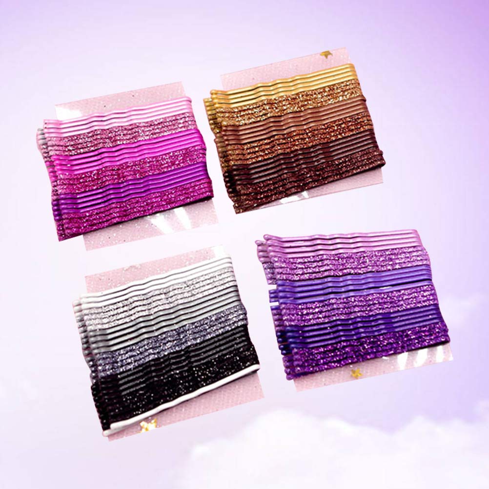 96pcs Glitter Powder Hair Clips - Golden, Pink, Purple & Black Bobby Pins | Metal Styling Barrettes for Women & Girls | Perfect for Parties, Weddings & Daily Hairstyling