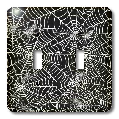 3D Rose Black and White Shiny Spider Web Toggle Switch - Halloween Decor, Gothic Home Accessory, Unique Light Switch Cover for Party & Themed Rooms
