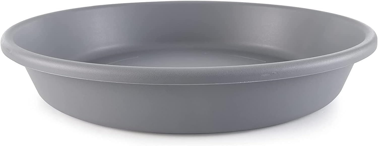 HC Companies 21-inch Plastic Flower Pot Saucer for Indoor & Outdoor Plants - Durable Round Plant Tray with Water Drainage - Traditional Design Plant Pot Base (Warm Gray, Pack of 1) - Perfect for Garden, Patio, and Home Decor