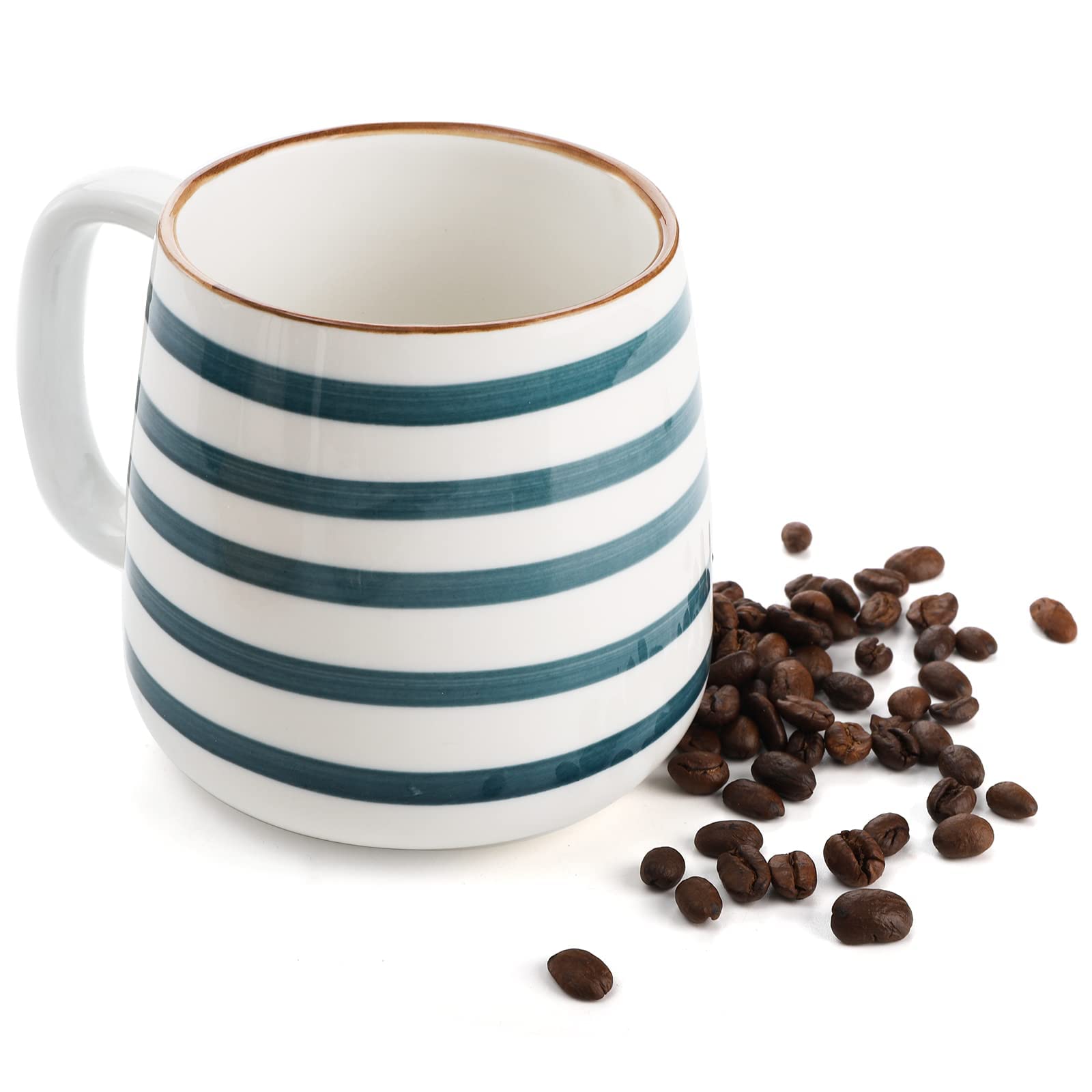 DEAYOU 4 Pack 17 Oz Porcelain Coffee Mugs - Ceramic Tea Cups with Handles for Coffee, Cappuccino, Milk & Hot Beverages - Perfect for Home, Office & Gifts