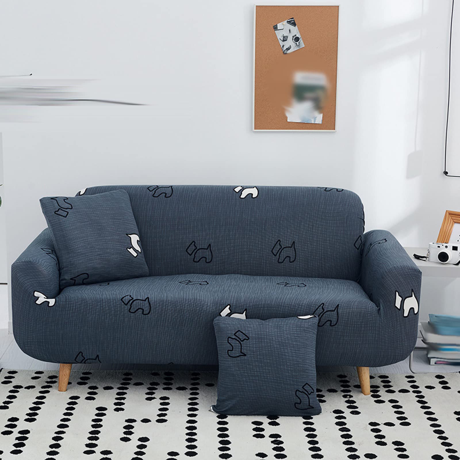 U-Shaped Sectional Sofa Cover - Breathable Polyester Furniture Protector with Non-Slip Foam Backing | Perfect for Home Office, Living Room & Family Room