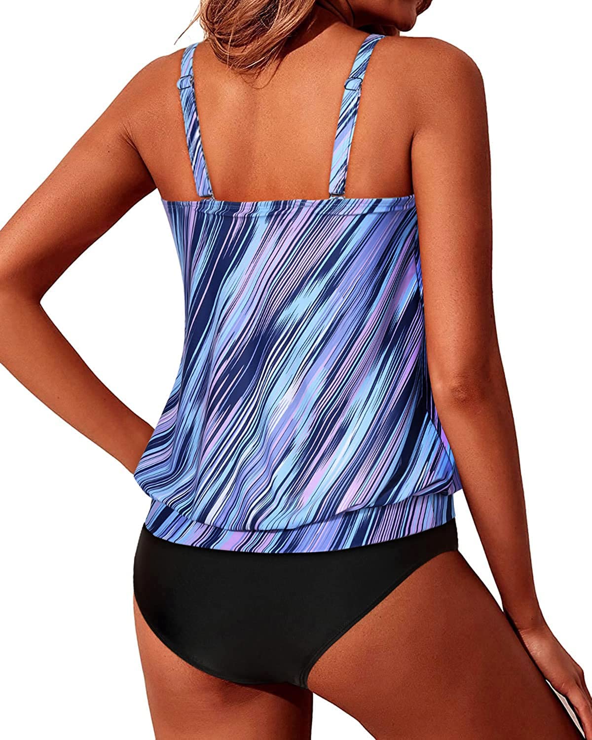 Yonique Women's Two Piece Blouson Tankini Swimsuits - Modest Loose Fit Bathing Suits for Beach, Pool & Vacation | Comfortable Swimwear for Summer