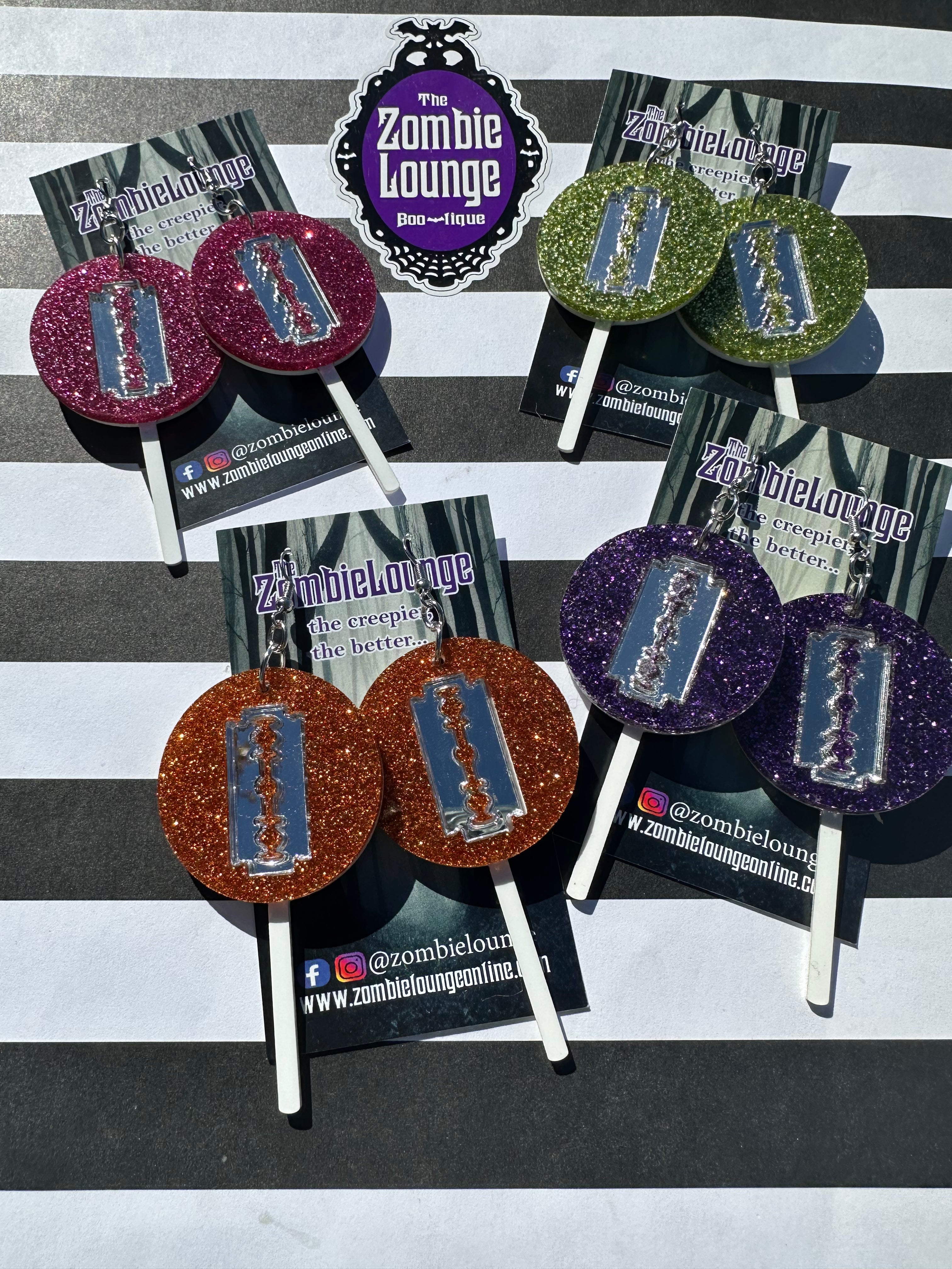 Trendy Lollipop Razor Blade Earrings - Edgy Punk Gothic Jewelry for Women | Perfect for Concerts, Halloween & Alternative Fashion