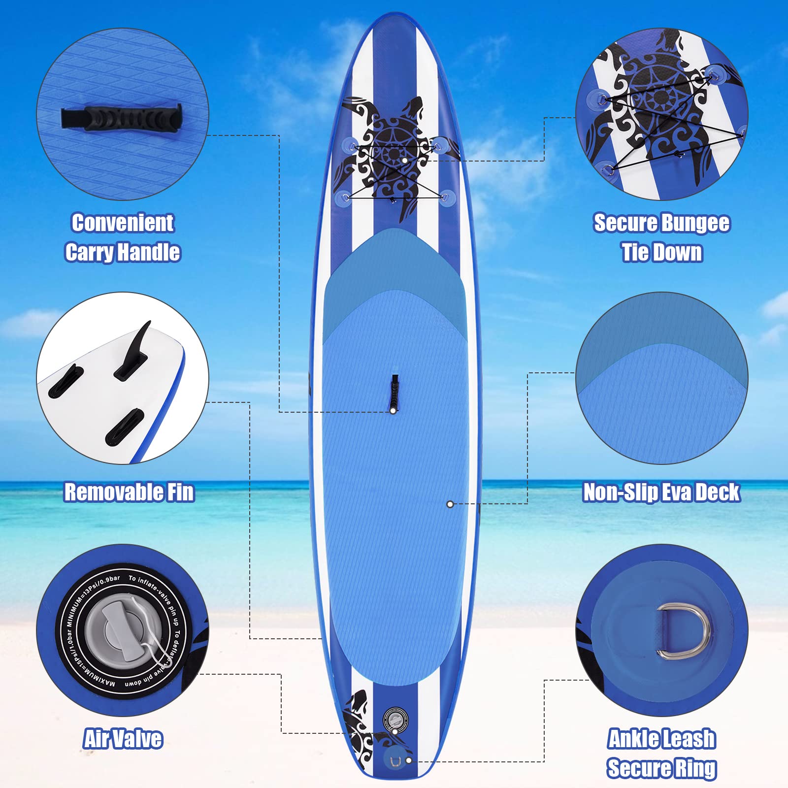 **SPORFIT Inflatable Stand Up Paddle Board (SUP) for Adults & Youth - 10.5/11FT, 6.5IN Thick - Premium SUP Board for Lakes, Rivers & Ocean Paddling**