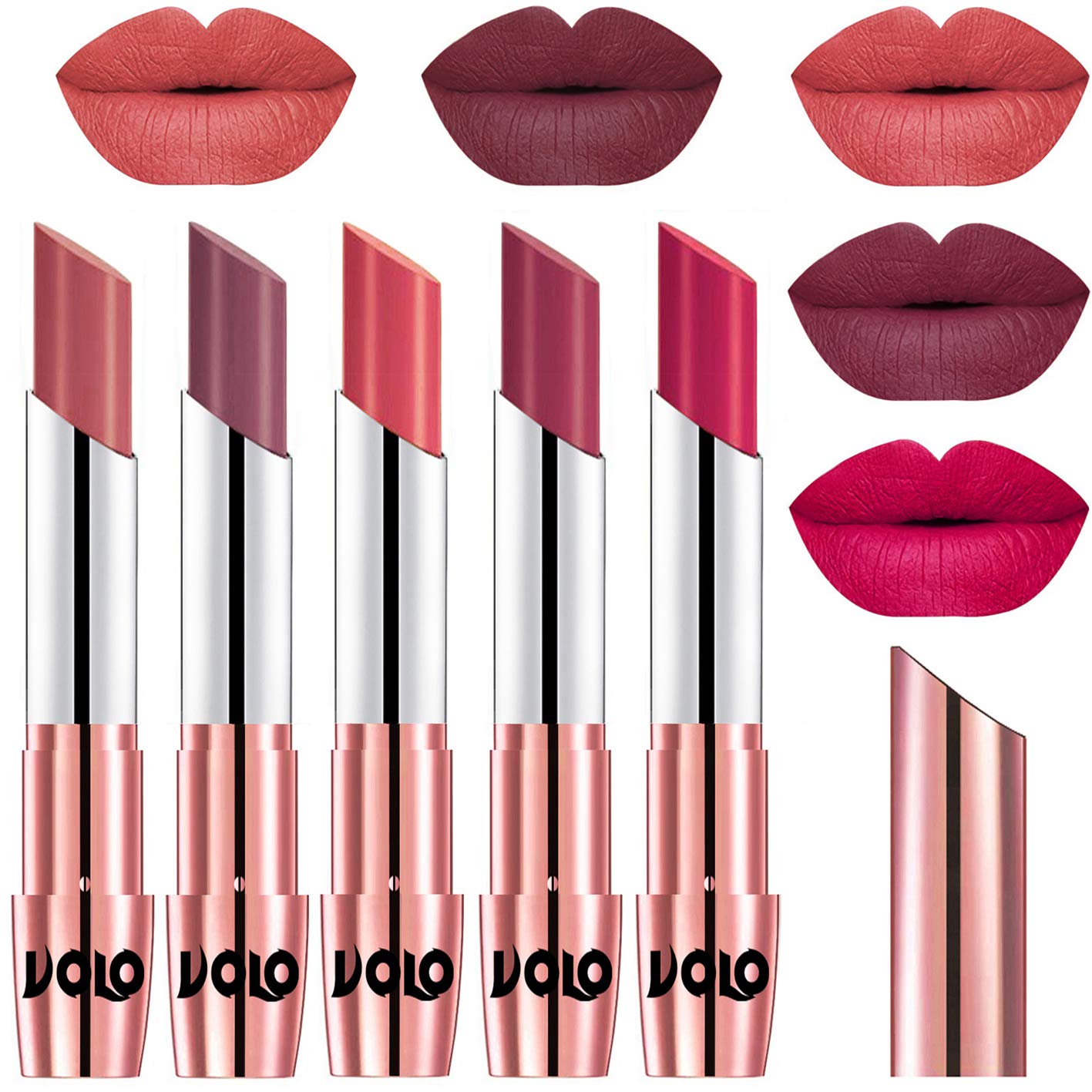 VOLO Cream Lipstick - Light, Plum, Dark Peach, Rose & Passion Pink Shades | Long-Lasting Hydrating Lip Color for Everyday Wear & Special Occasions