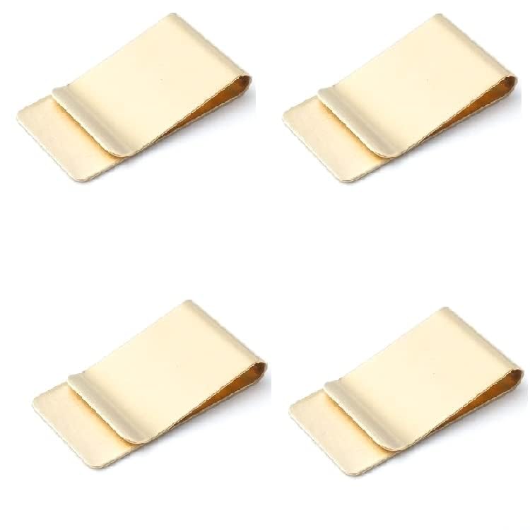 Aliotech 4 Pack Men's Slim Stainless Steel Money Clip Wallet - RFID Blocking Credit Card Holder & Cash Organizer | Minimalist Front Pocket Wallet for Business, Travel, and Everyday Use (Golden)