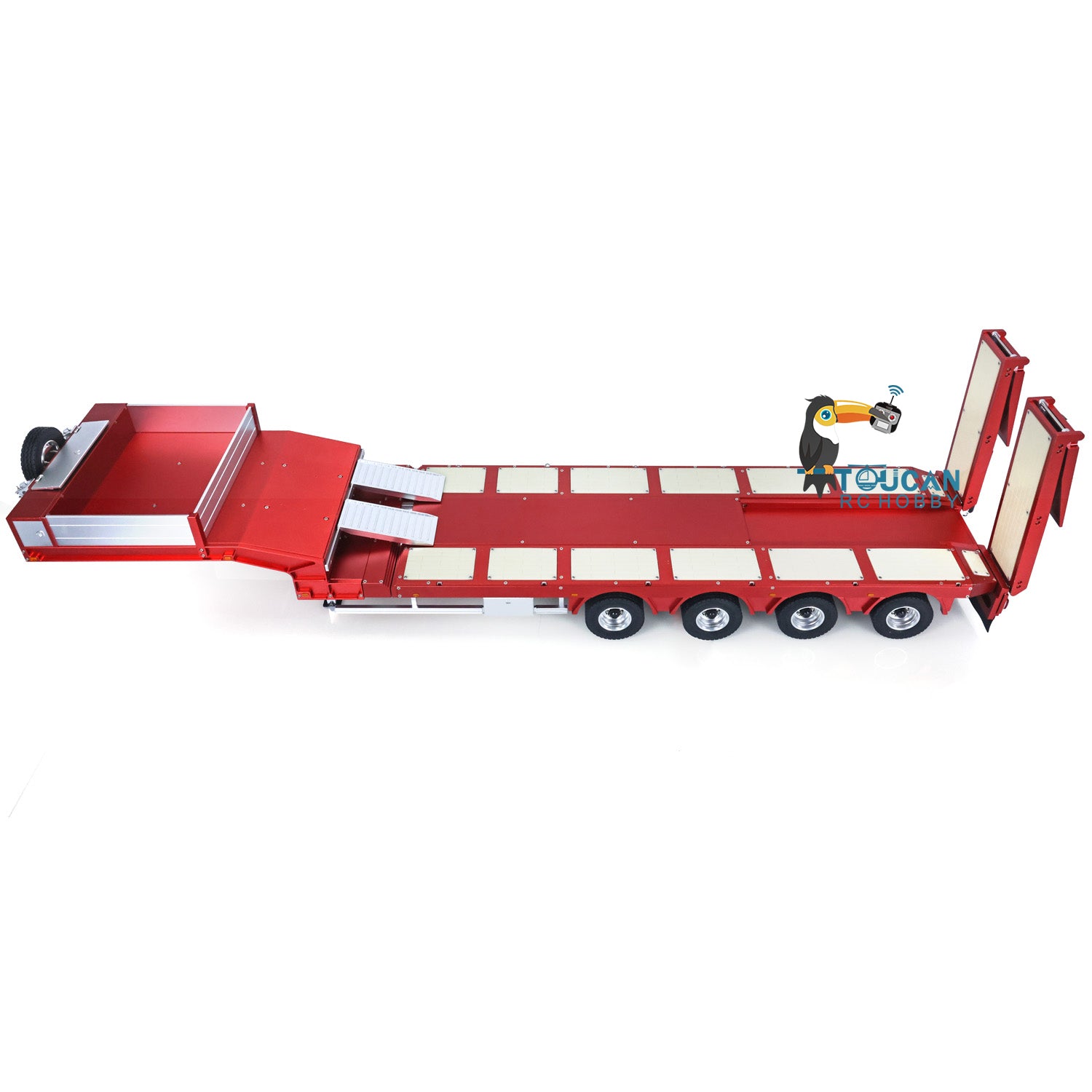 1/14 Scale RC Steering Trailer 997 - Detachable Metal Body 4-Axle Gooseneck Heavy Duty Trailer for Tamiya Tractor Trucks | Compatible with 1/14 Scale RC Models, Perfect for Truck Simulation & Display Collections