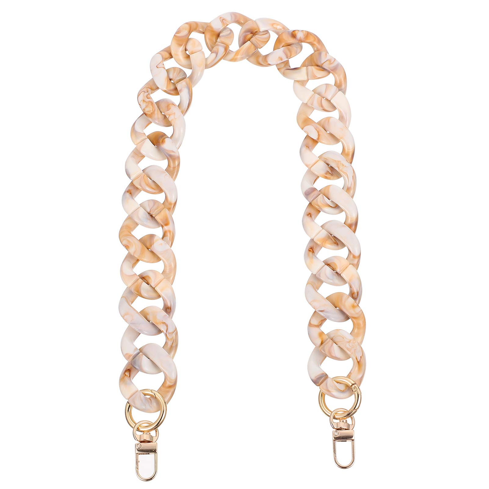 Chunky Resin Bag Handle with Retro Chain Charms - DIY Handbag Strap for Crossbody Bags (Ink Beige) | Perfect for Boho Style, Vintage Fashion & DIY Accessories