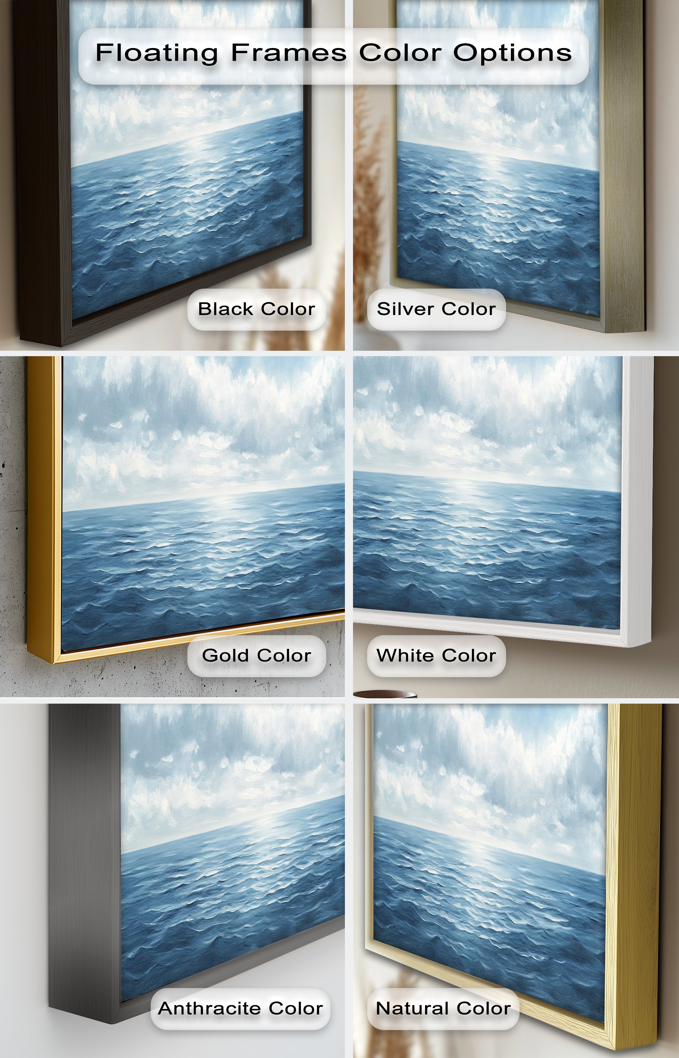 Blue Coastal Art Ocean Seascape Oil Painting - Handmade Beach Wall Decor for Living Room, Bedroom & Office | Nautical Home Decor Gift
