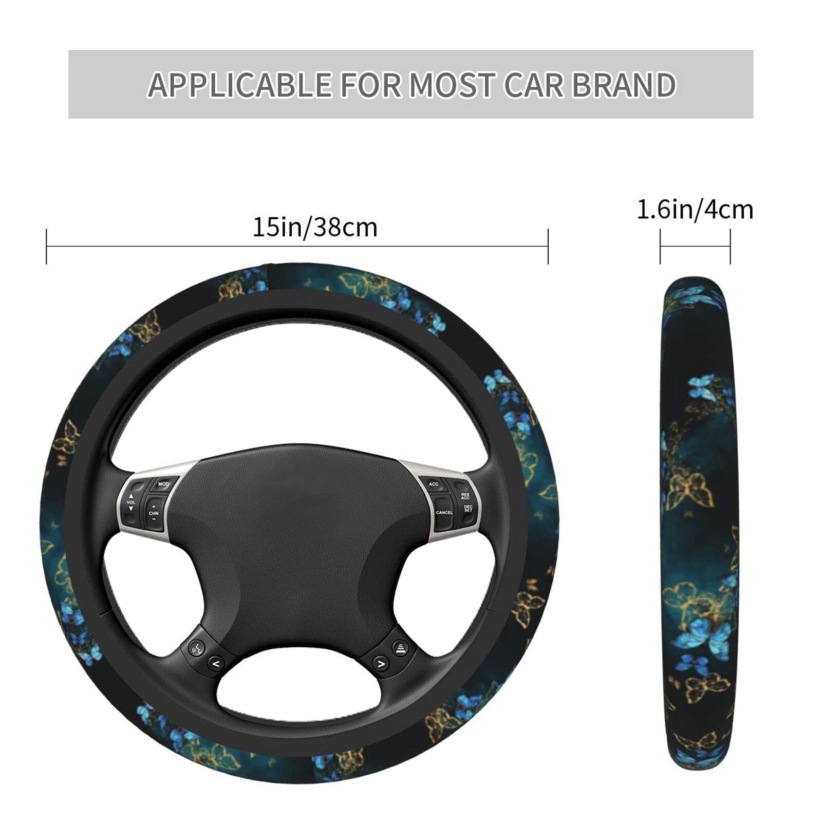 Universal 15 Inch Non-Slip Butterfly Steering Wheel Cover - Soft Car Steering Wheel Protector for Comfort & Style | Perfect for Daily Commute & Road Trips