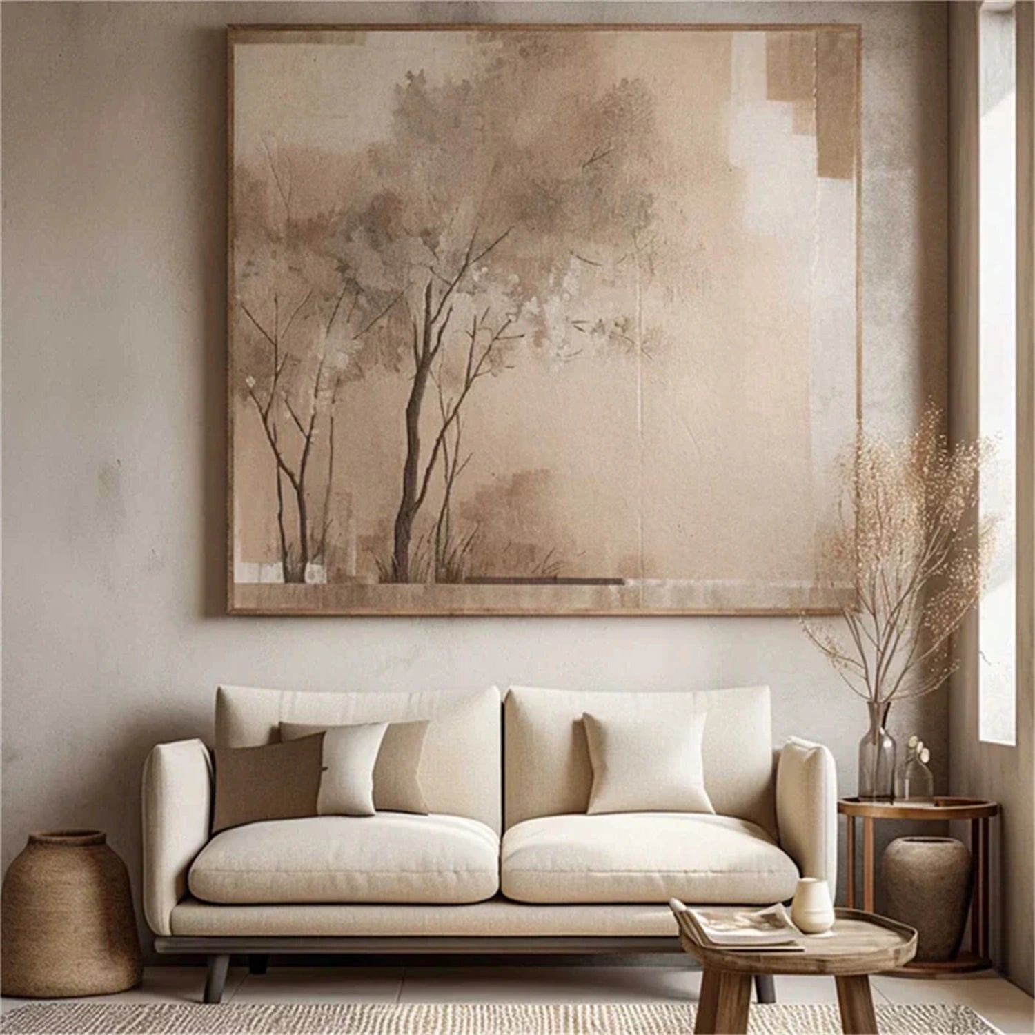 Flower and Tree Painting #FT157 - Handmade Canvas Art for Home Decor, Living Room, Bedroom & Office Wall Art