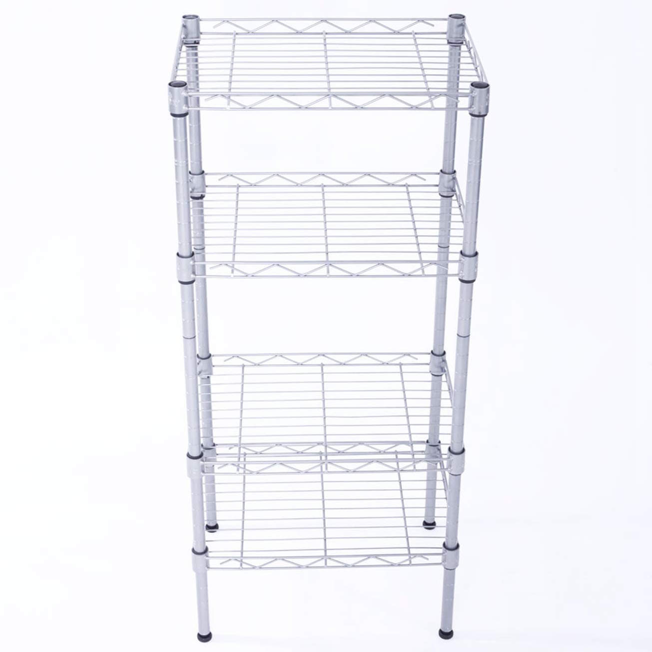 4-Tier Rectangle Carbon Steel Storage Rack - Silver Gray Heavy Duty Utility Shelf Organizer for Kitchen, Bathroom, Living Room | Space-Saving Solution for Pantry Organization, Garage Storage & Closet Shelving by MITPATY