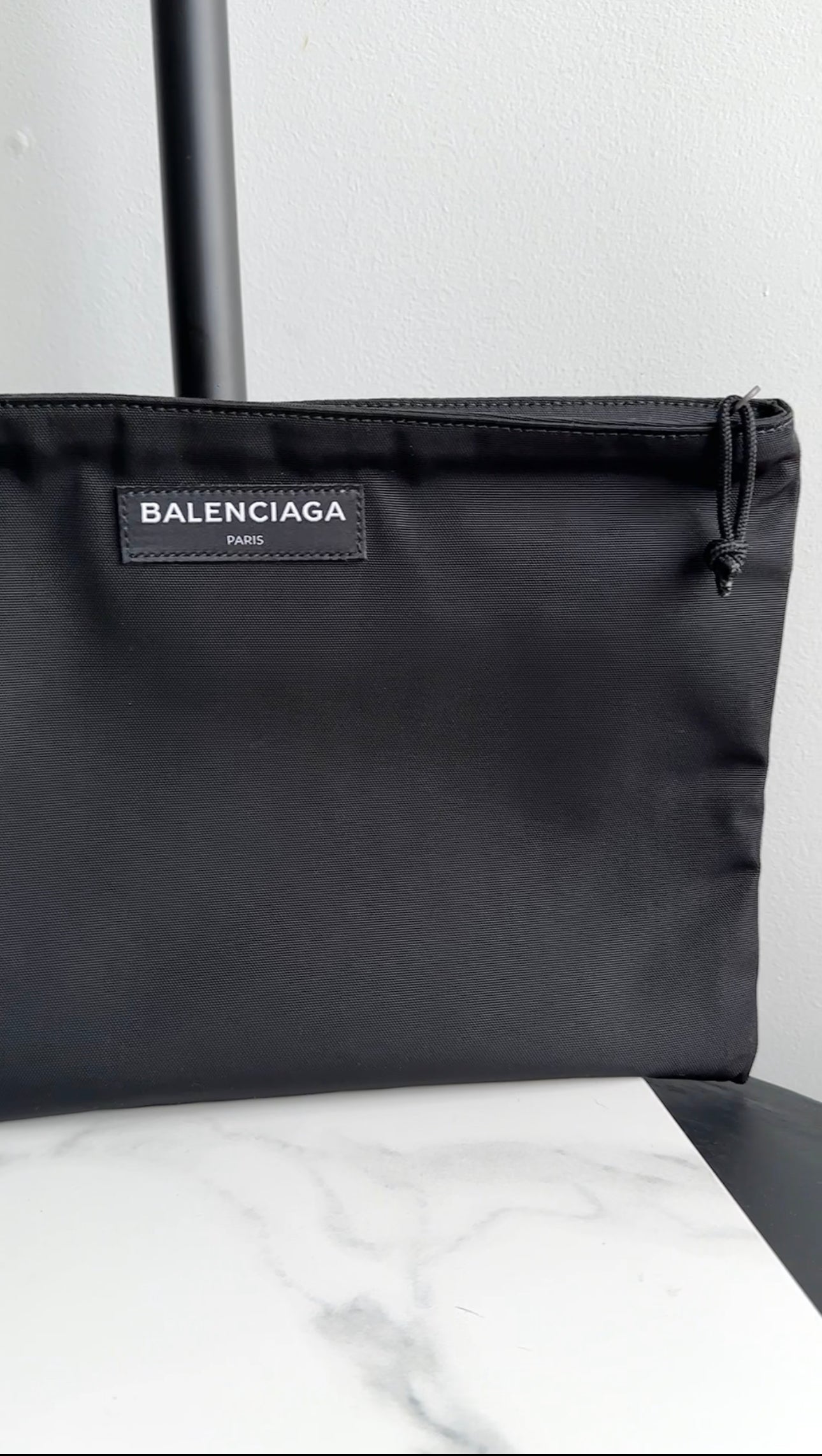 Balenciaga Black Nylon Zip Clutch Pouch Bag for Women | Stylish Crossbody Handbag for Evening Parties, Travel & Daily Use
