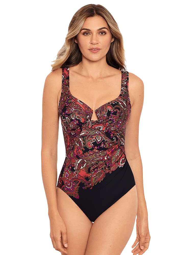 Miraclesuit Women's One Piece Swimsuit with Tummy Control & Underwire Bra - Kashmir Enchant Swimwear for Beach, Pool & Vacation | Plus Size Swimwear for Women