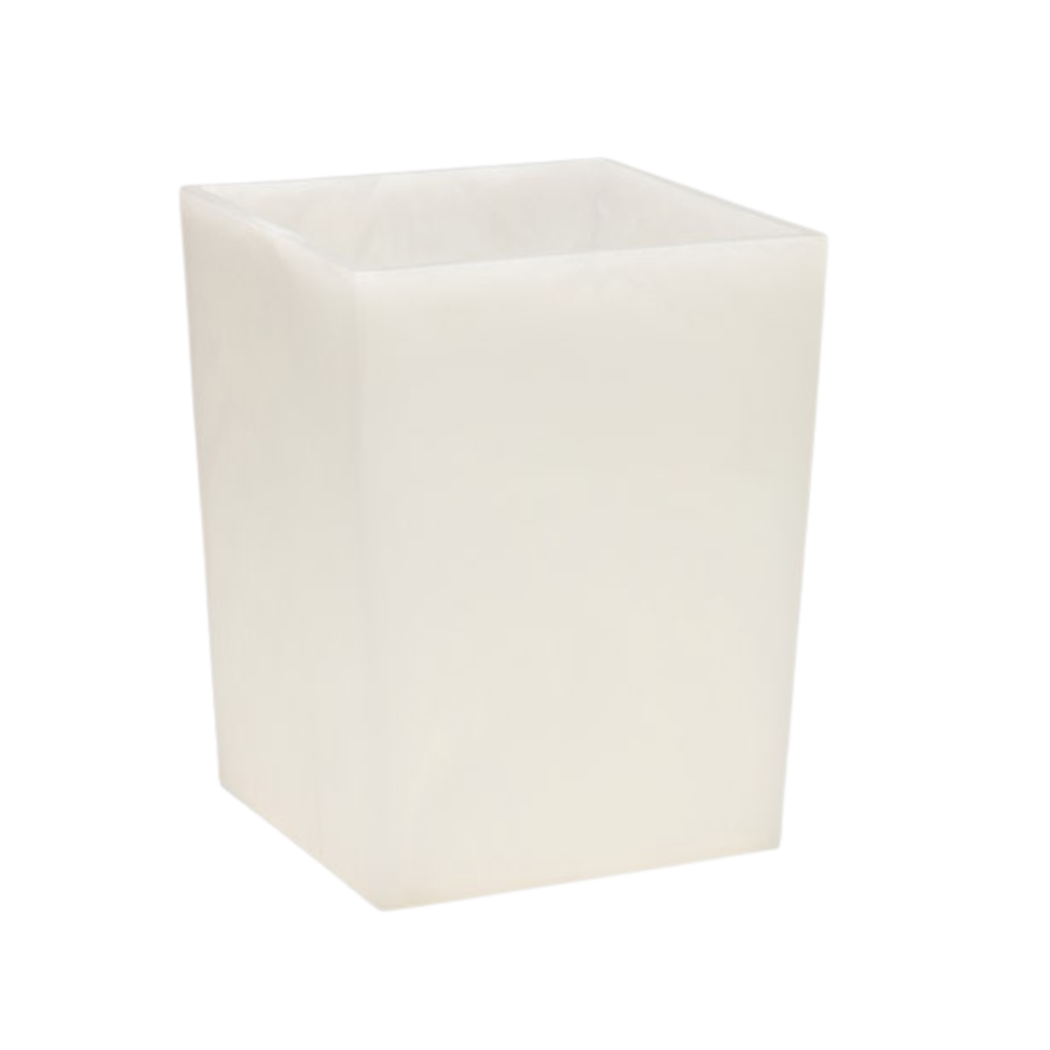 Abiko Pearl White Cast Resin Square Wastebasket - Stylish Trash Can for Office, Bathroom & Home Decor | Durable & Elegant Waste Bin for Modern Spaces