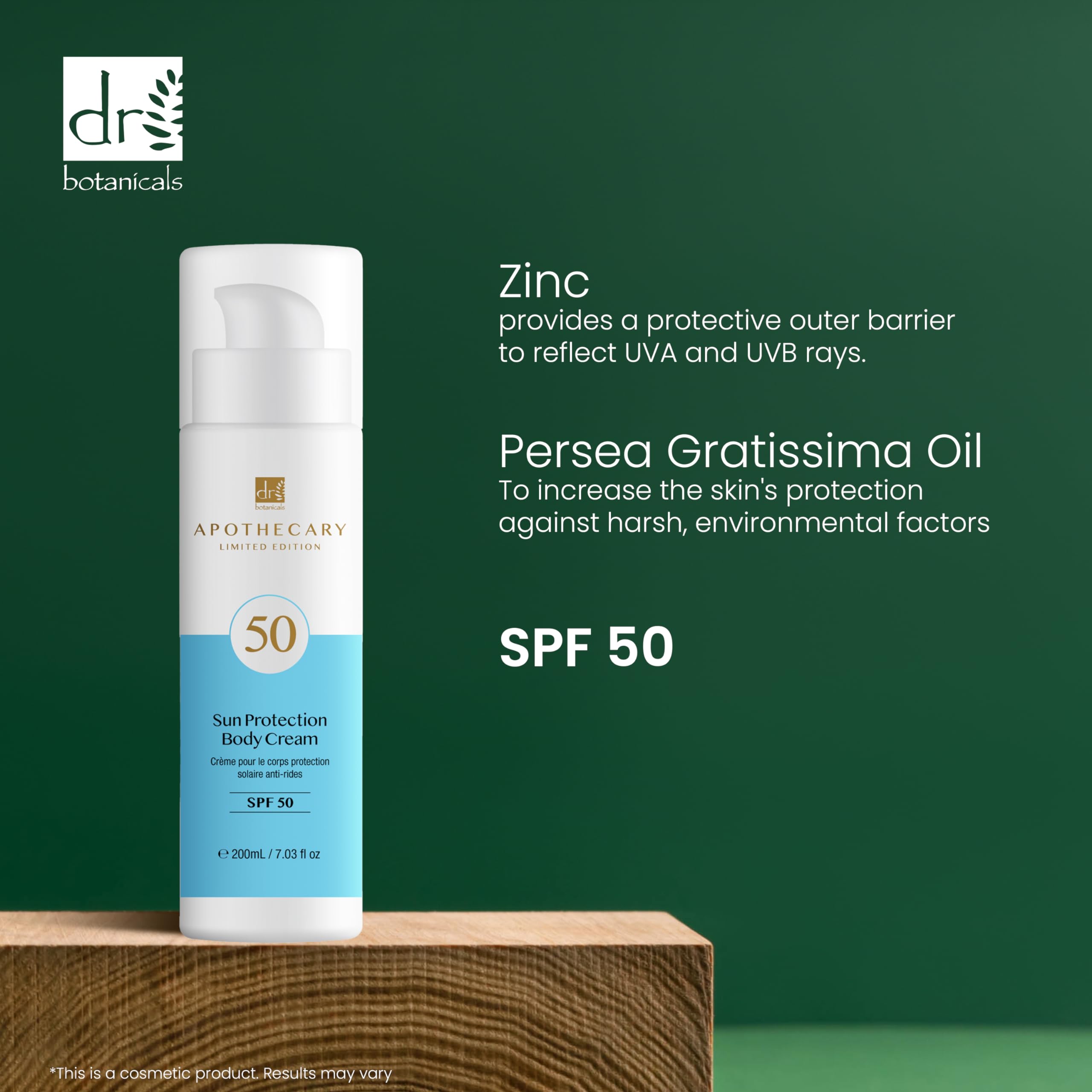 Dr. Botanicals SPF 50 Moisturizing Body Cream - 200ml | Broad Spectrum Sun Protection for Daily Use at Beach, Pool & Outdoor Activities