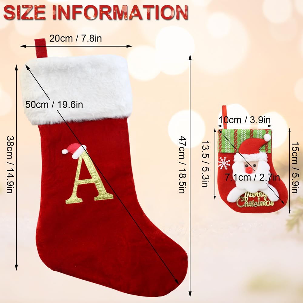 Personalized Monogram Christmas Stocking - 20 Inch Red Velvet with White Plush, Custom Letter A - Holiday Gift for Family & Friends - Perfect for Fireplace Decor, Xmas Tree, and Festive Home Decor
