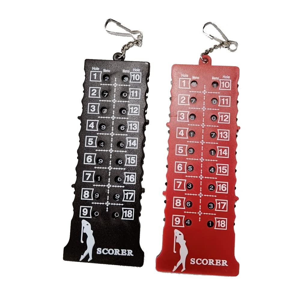 5665 Golf Scorecard - 18 Holes Stroke Counter with 2-Pack (Black & Red) | Perfect for Golf Tournaments & Practice Rounds