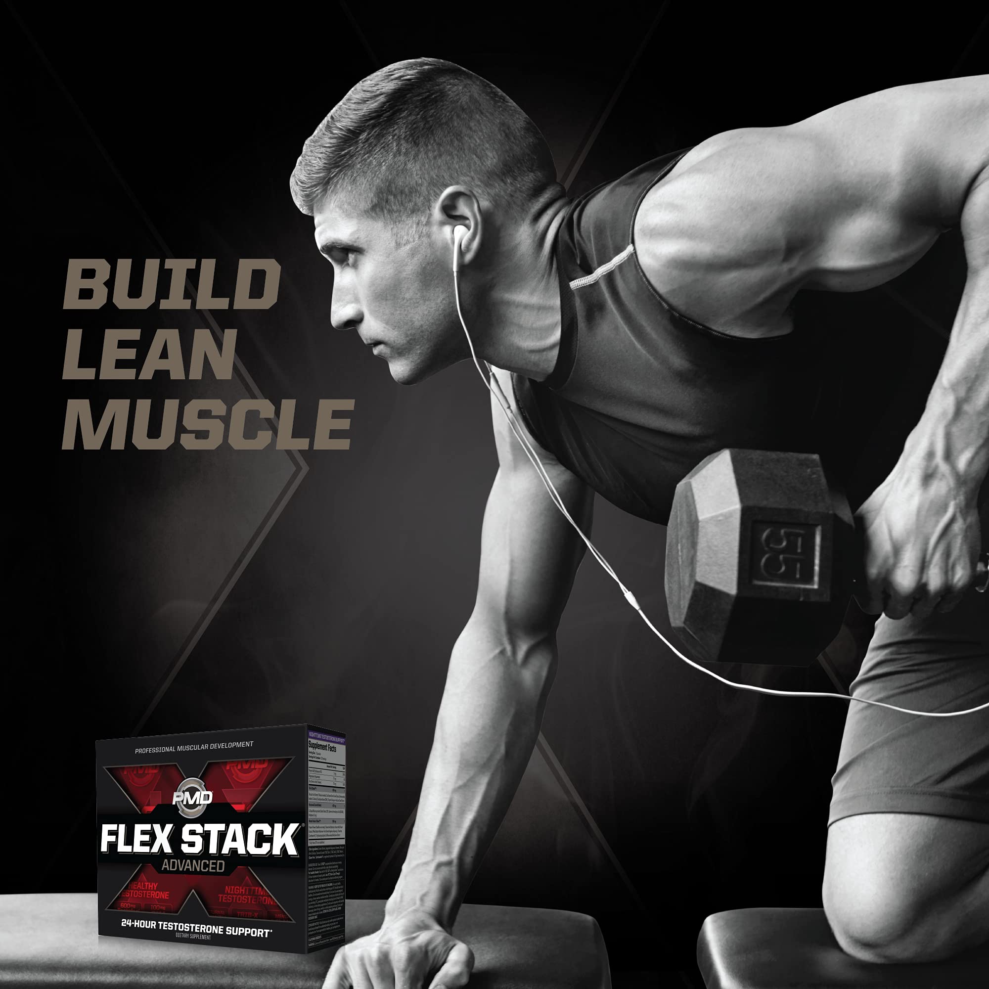 PMD Sports Flex Stack Advanced 24-Hour Testosterone Booster Supplement for Men - N-Test 600 Advanced 90 Liquid T-Gels & Z-Test 90 Capsules - Supports Lean Muscle Growth, Strength, Recovery, Libido & Sleep - Perfect for Gym, Bodybuilding & Athletic Performance